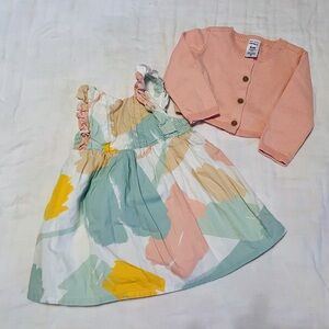 Colorful Spring Baby Dress with Cardigan
